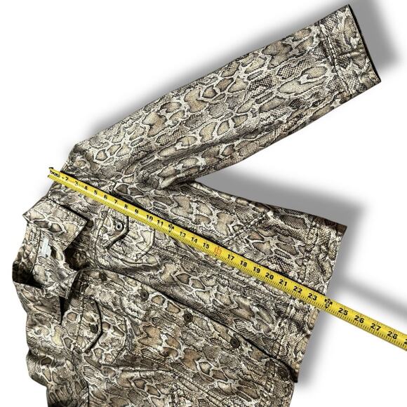 Chico's Womens Large Metallic Gold Bronze Snake Print Trucker Jacket Chico’s 2 - Picture 8 of 13